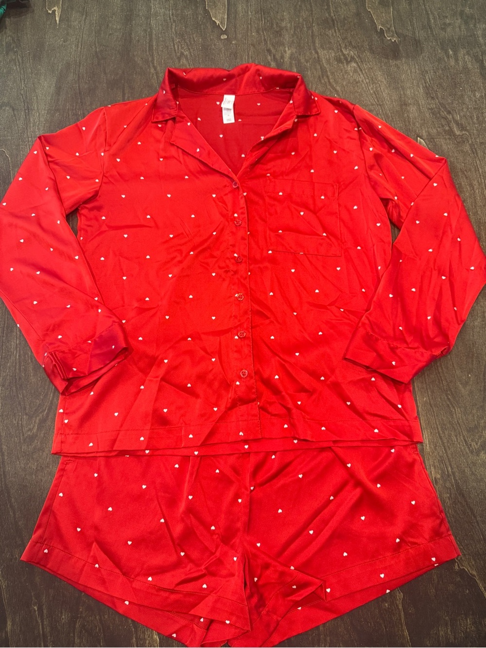 Auden Red Heart-Print Pajama Set
